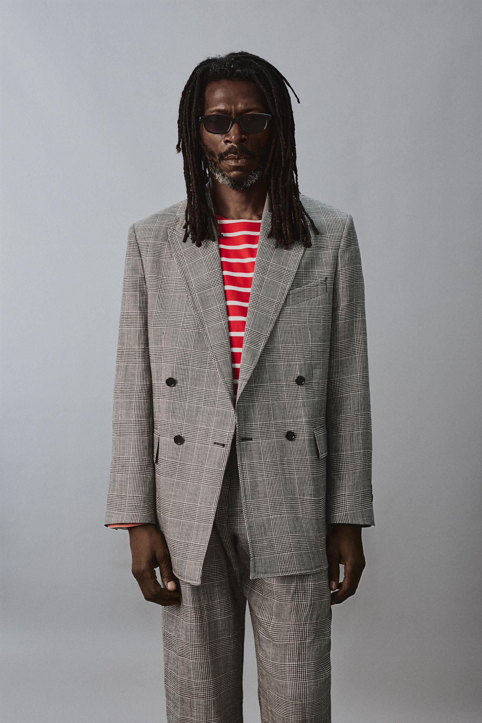VESTE CROISÉE COSTUME CARREAUX LAINE - LIN AARON LEVINE X ZARA